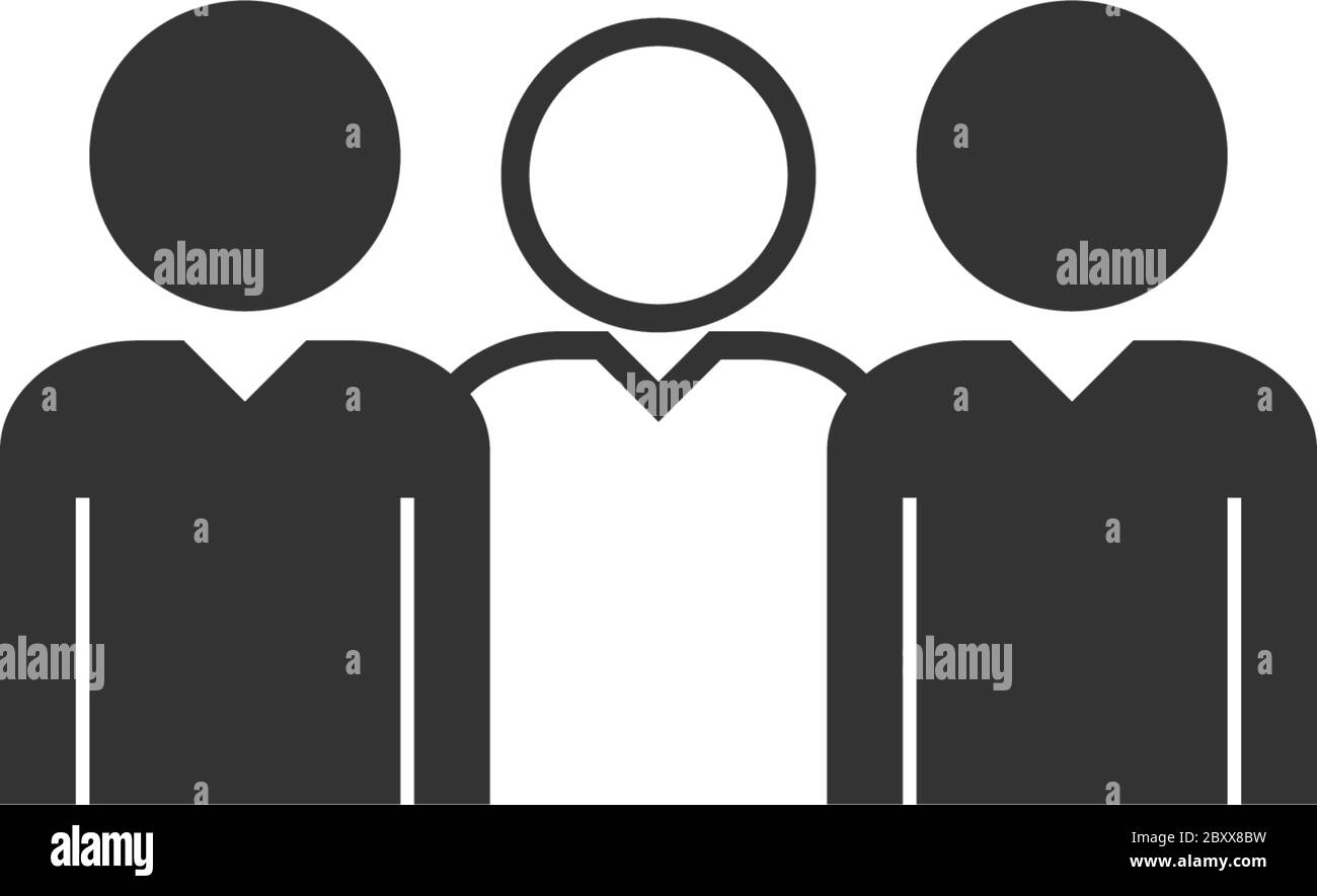 Group people. Black Icon Flat on white background Stock Vector Image ...