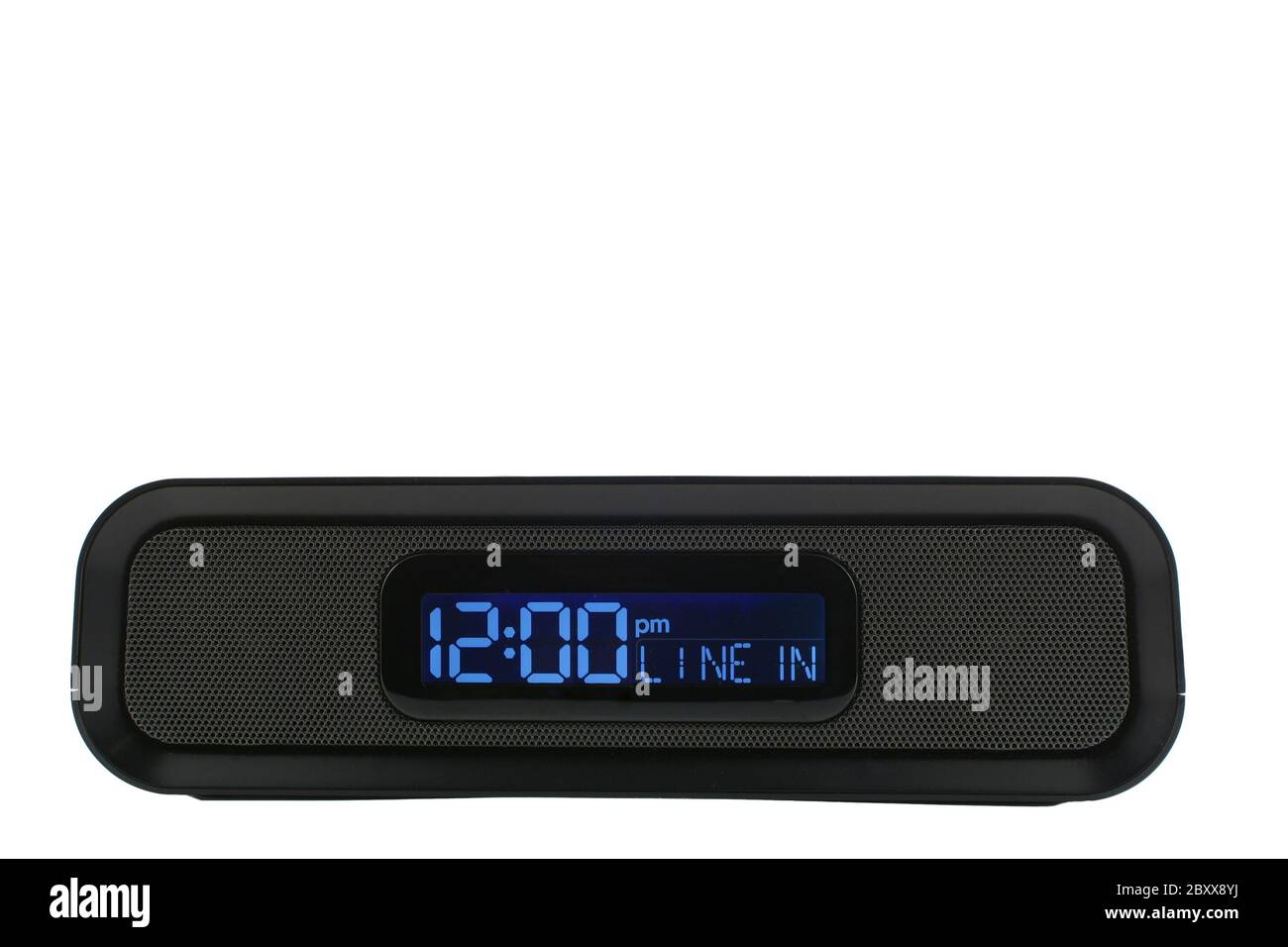 A black clock radio with line in option Stock Photo