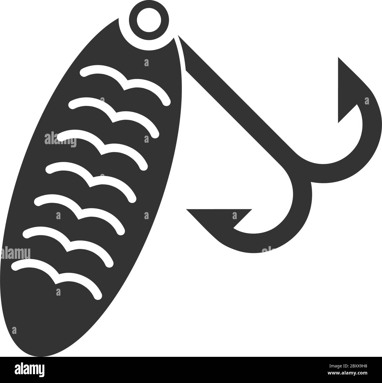Fishing tackle. Black Icon Flat on white background Stock Vector