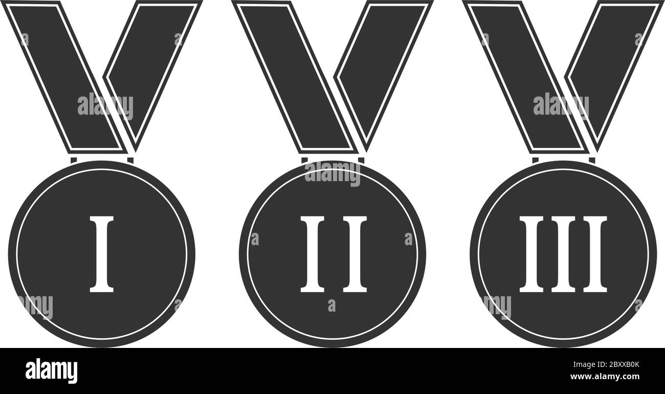 Award Medal. Black Icon Flat on white background Stock Vector