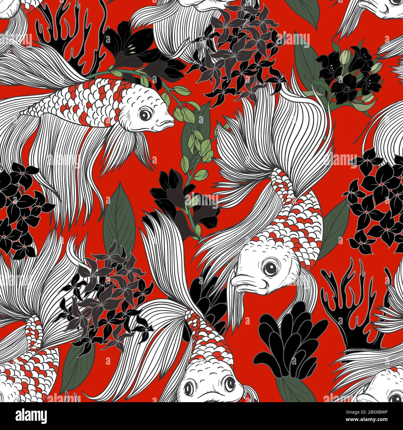 Seamless fish pattern vector Stock Vector Images - Alamy