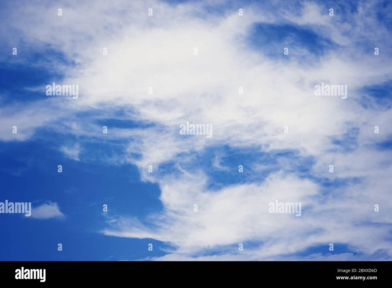 Blue bright sky with white clouds background Stock Photo