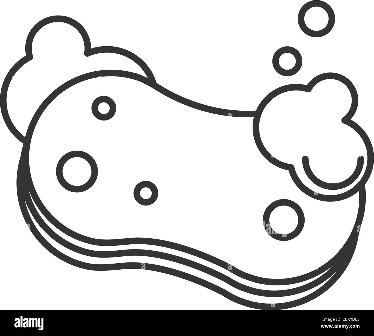 cleaning disinfection, sponge tool, prevention sanitizer products line style icon vector illustration Stock Vector