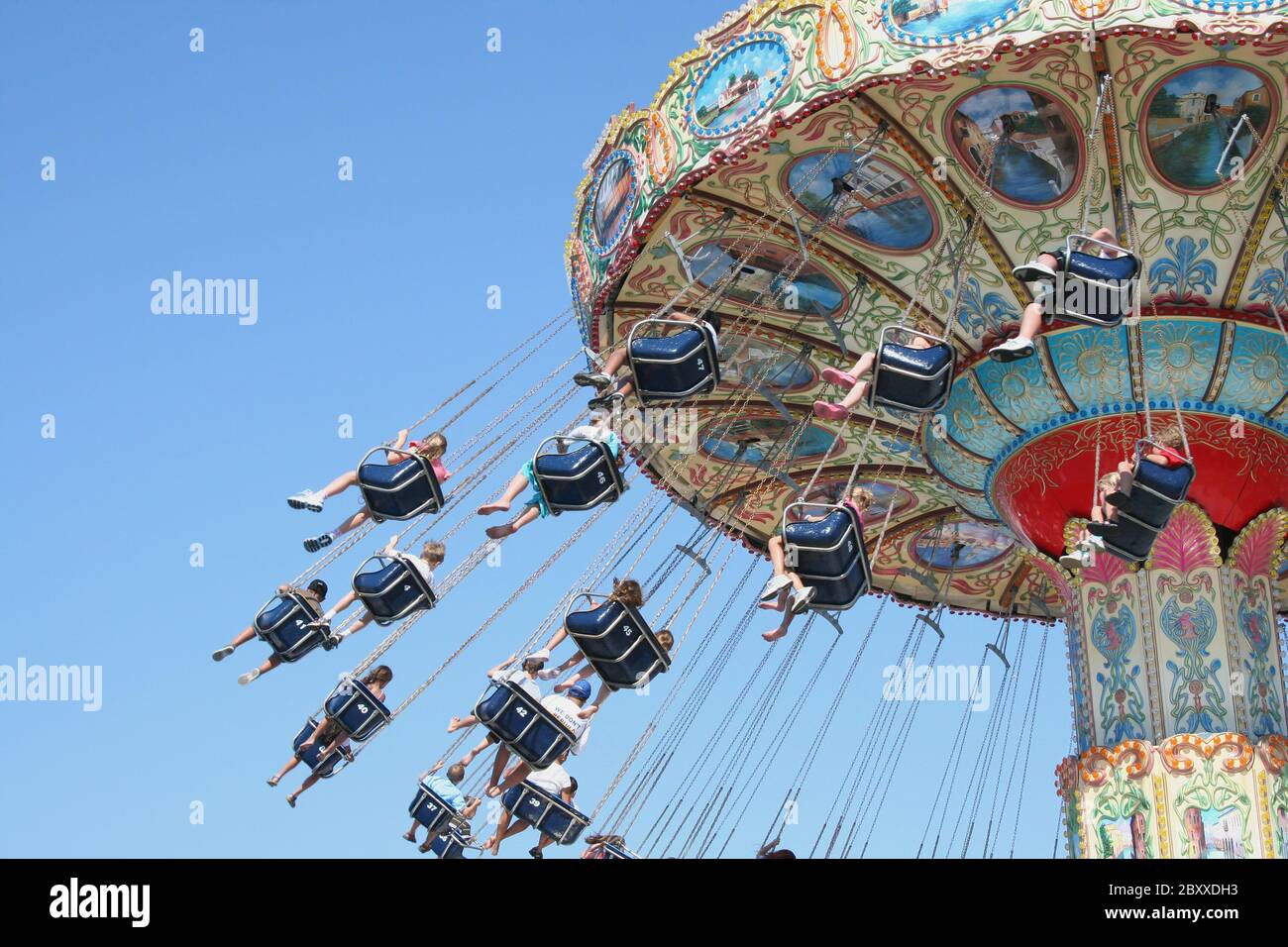 Amusement park swing ride down the shore Stock Photo