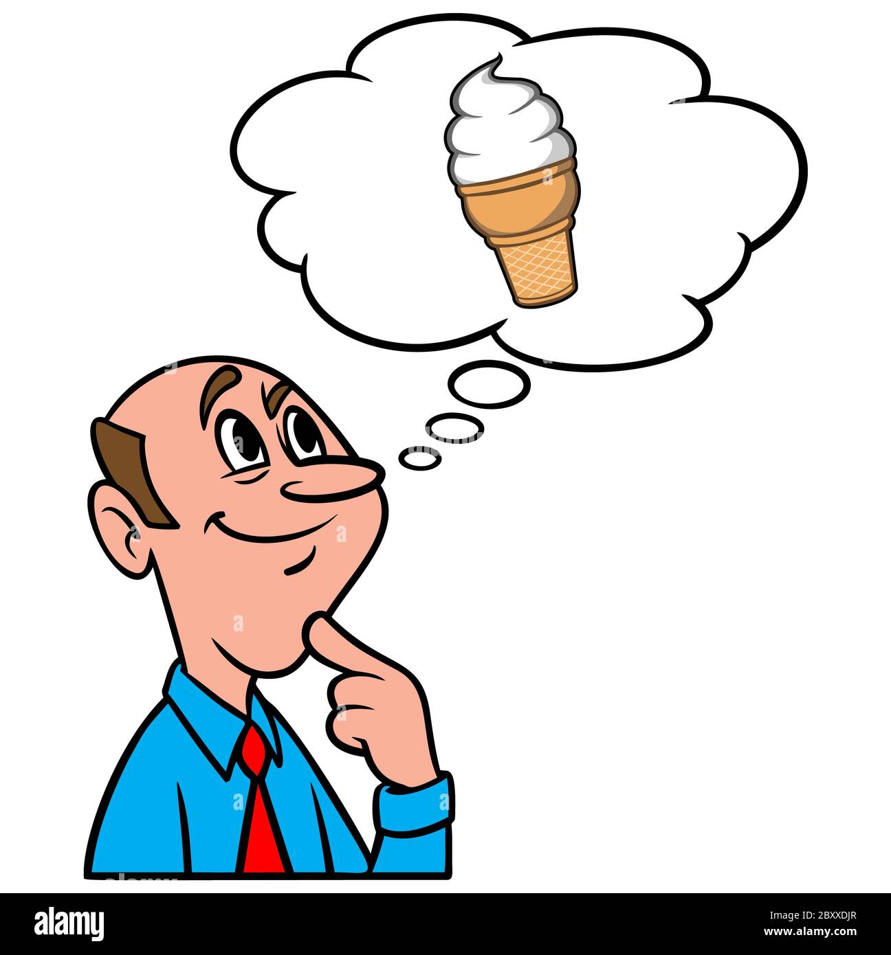 Thinking About Ice Cream- An Illustration of a person Thinking About Ice Cream. Stock Vector