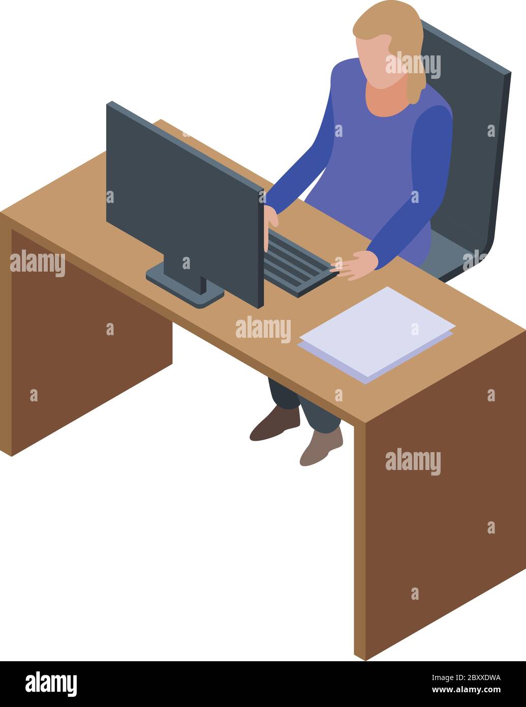 Notary desktop icon, isometric style Stock Vector