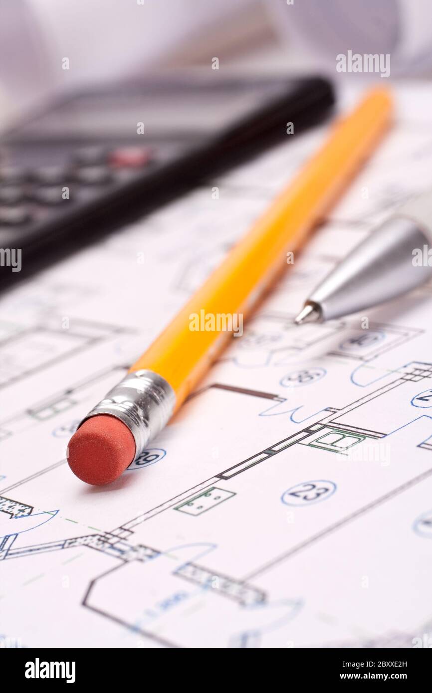 engineering and architecture drawings Stock Photo - Alamy
