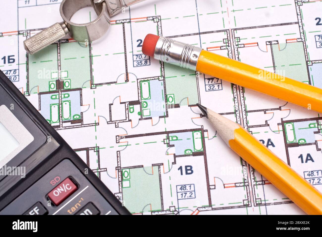 engineering and architecture drawings Stock Photo - Alamy