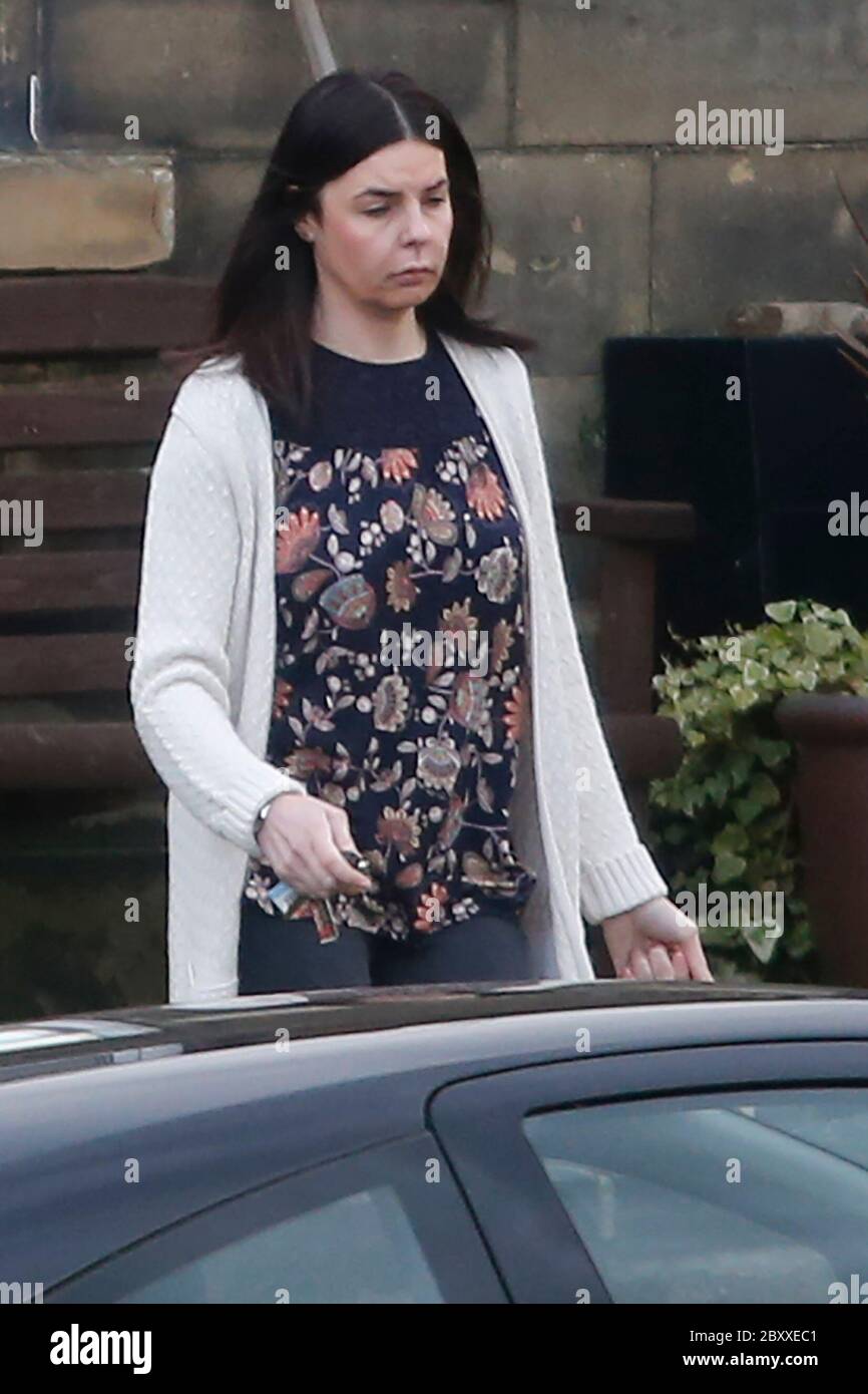 Joanne Lees heading to work Huddersfield, West Yorkshire. Joanne was partner to Peter Falconio, a British tourist from West Yorkshire who disappeared in the Australian outback in July 2001. April 2016 Stock Photo