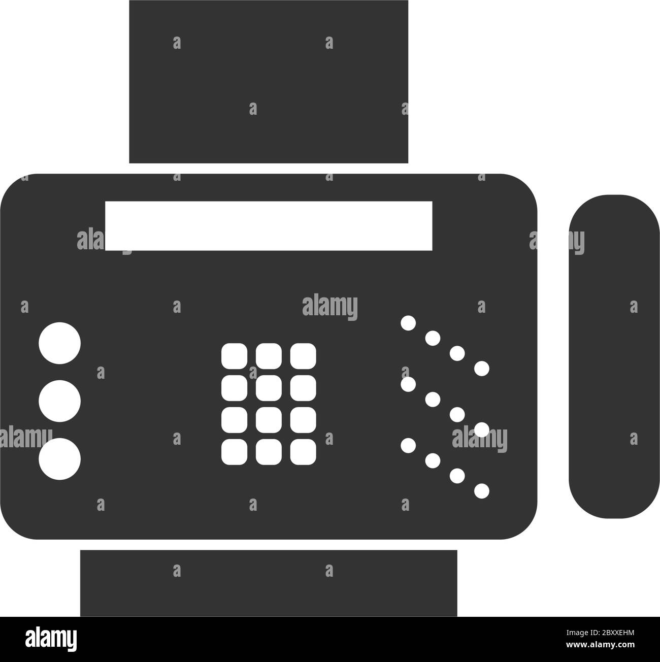 Fax machine. Black Icon Flat on white background Stock Vector Image