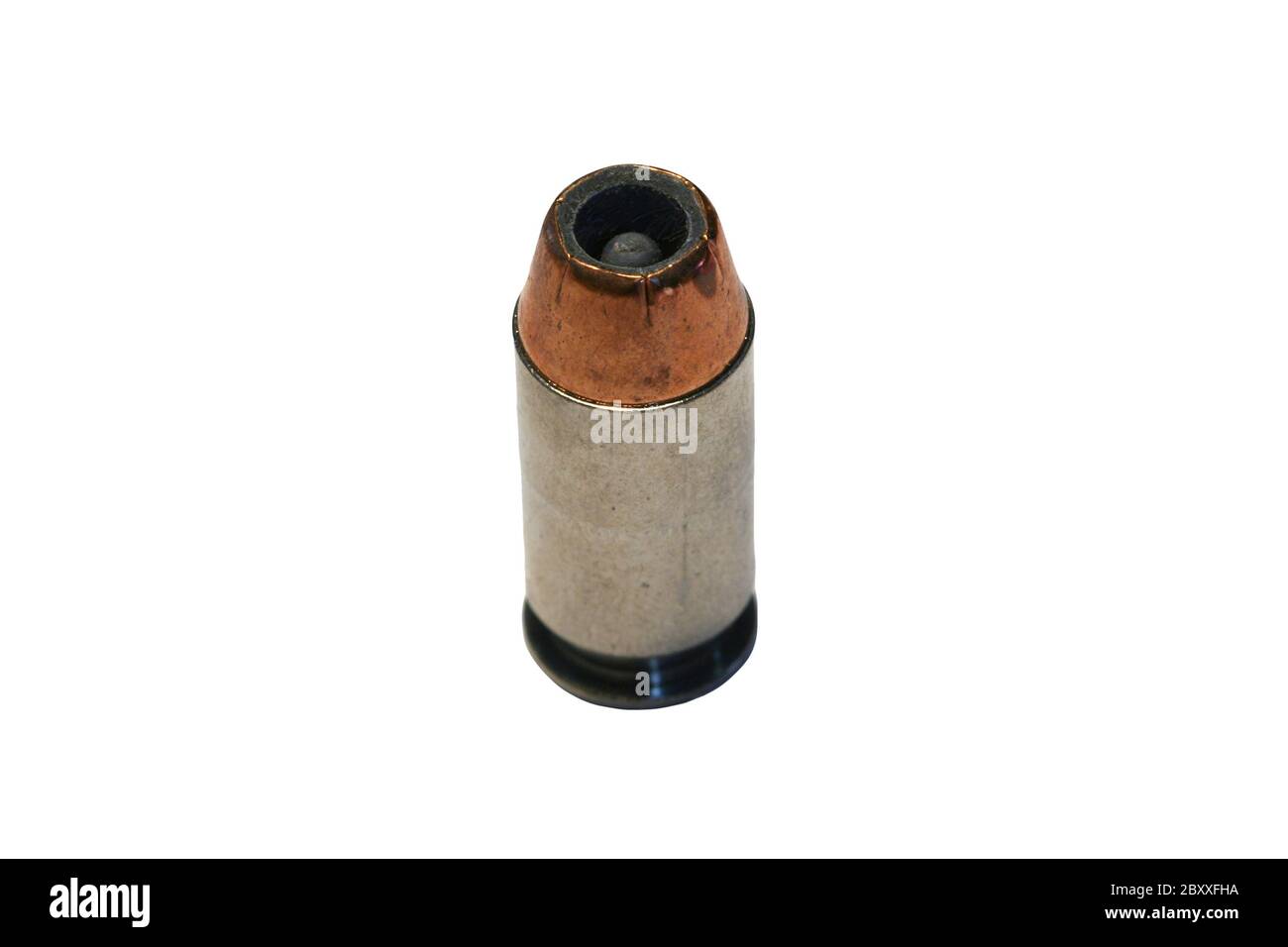 A Isolated .45 caliber bullet on white Stock Photo
