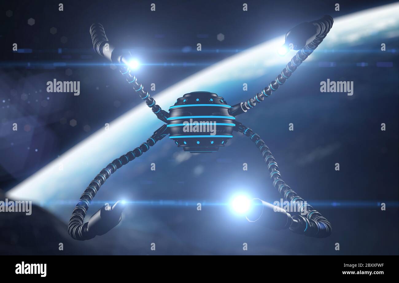 Futuristic robot dron with tentacles. 3d rendering Stock Photo - Alamy