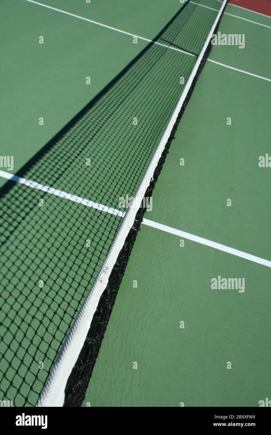 A long view of a Tennis court net Stock Photo Alamy