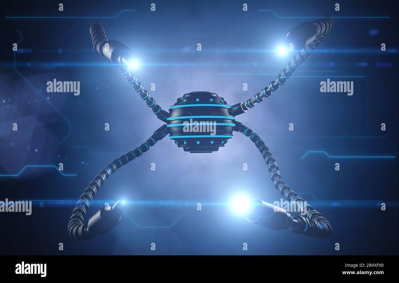 Futuristic robot dron with tentacles. 3d rendering Stock Photo - Alamy