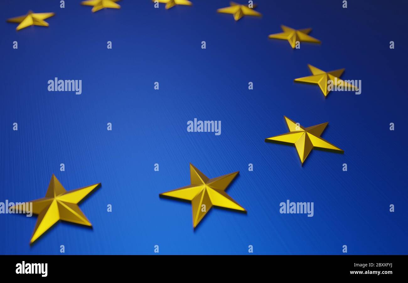 Flag of the European Union. Detail close up of one of the golden stars ...