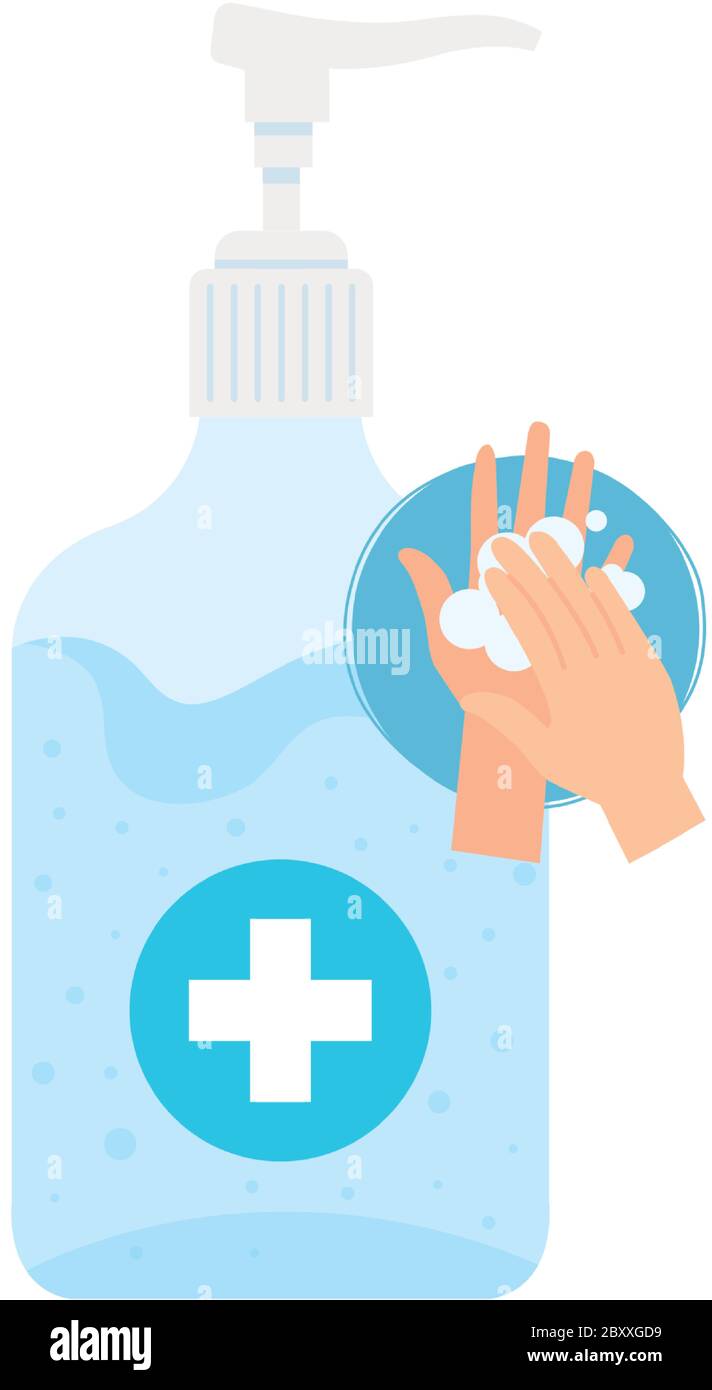 Hands washing with sanitizer bottle vector design Stock Vector Image ...