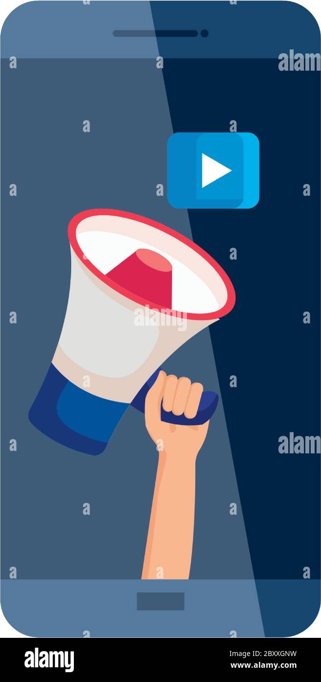 smartphone megaphone and play button vector design Stock Vector Image ...