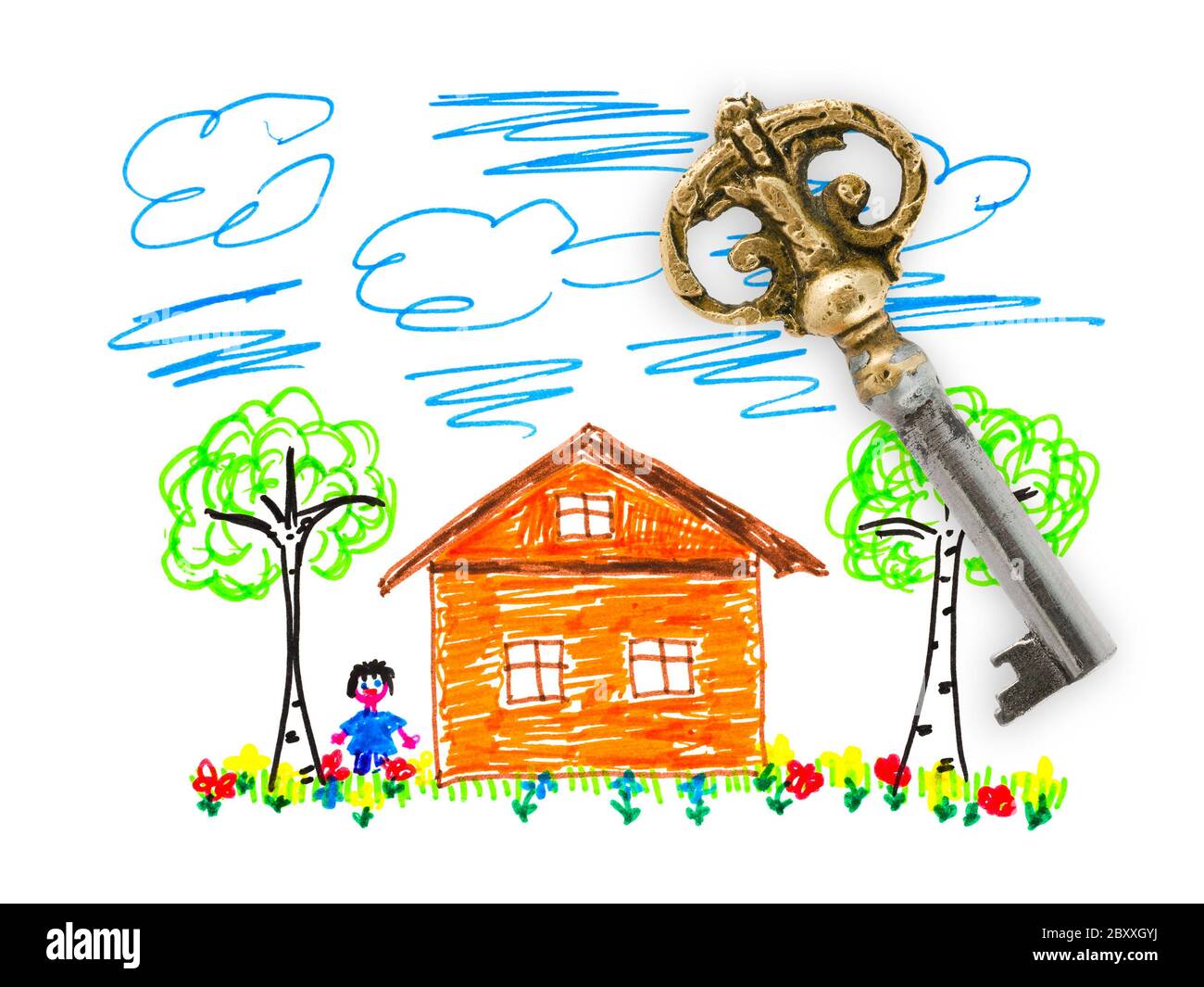 Drawing house and key Stock Photo Alamy