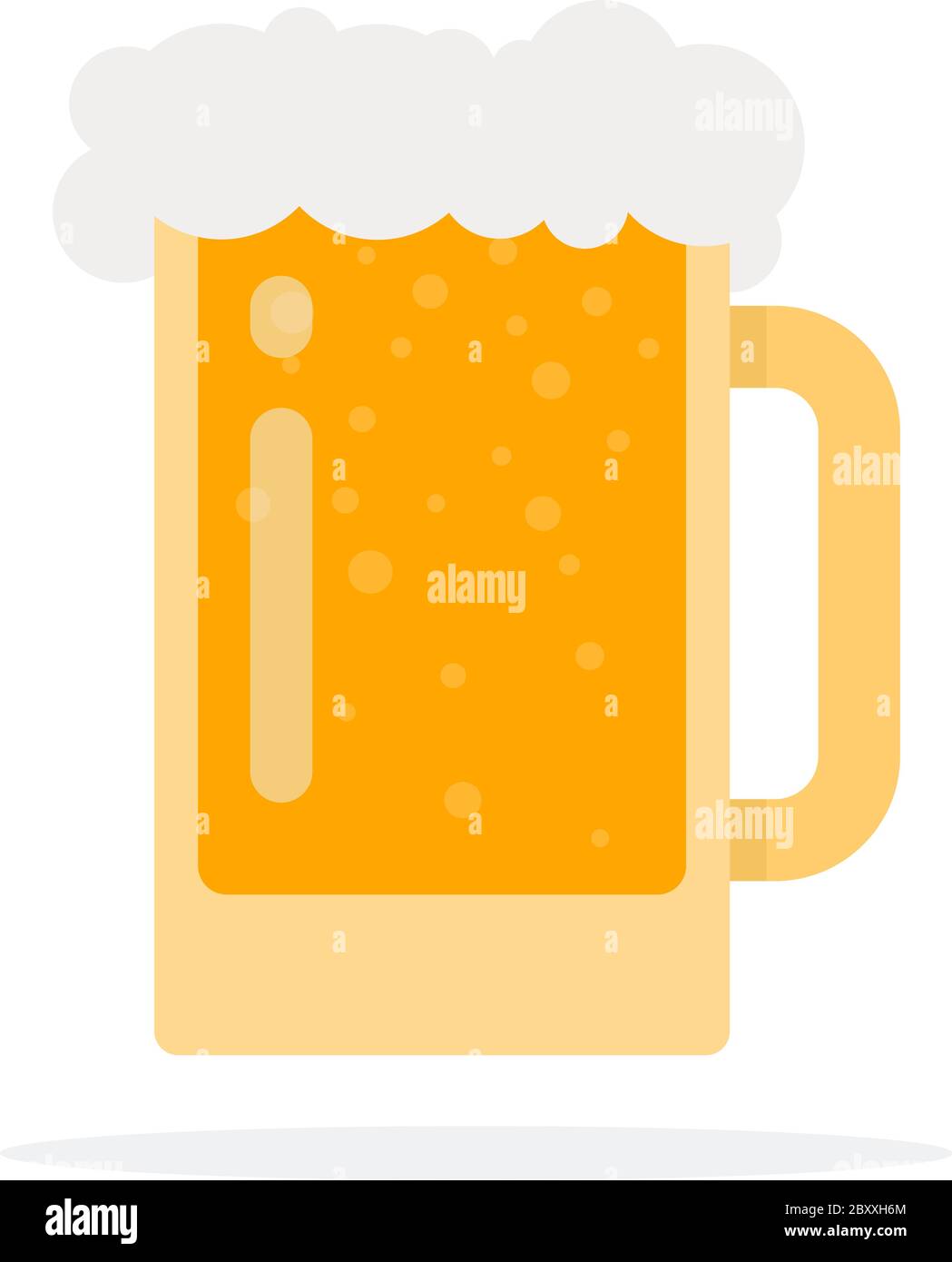Mug of beer with foam vector flat material design isolated object on ...
