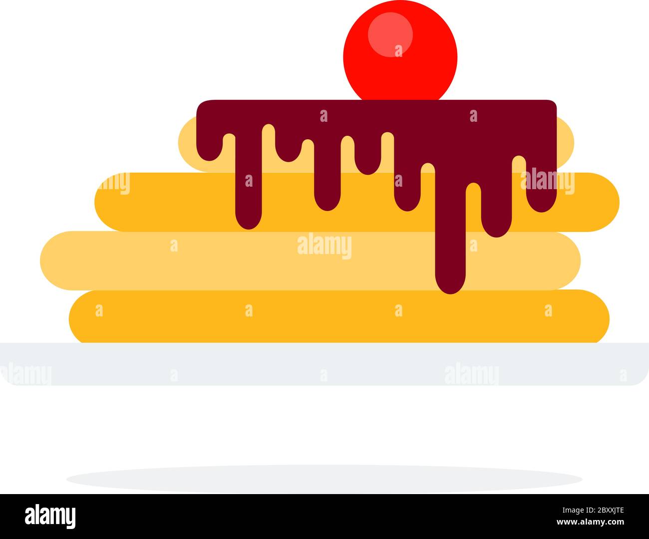 Pancake with chocolate vector flat material design isolated object on white background. Stock Vector