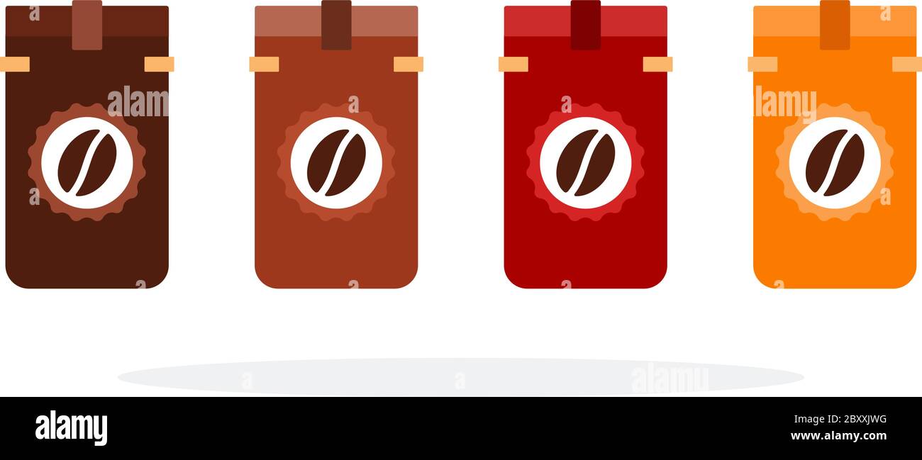 Coffee of different roasting in packages vector flat isolated Stock Vector
