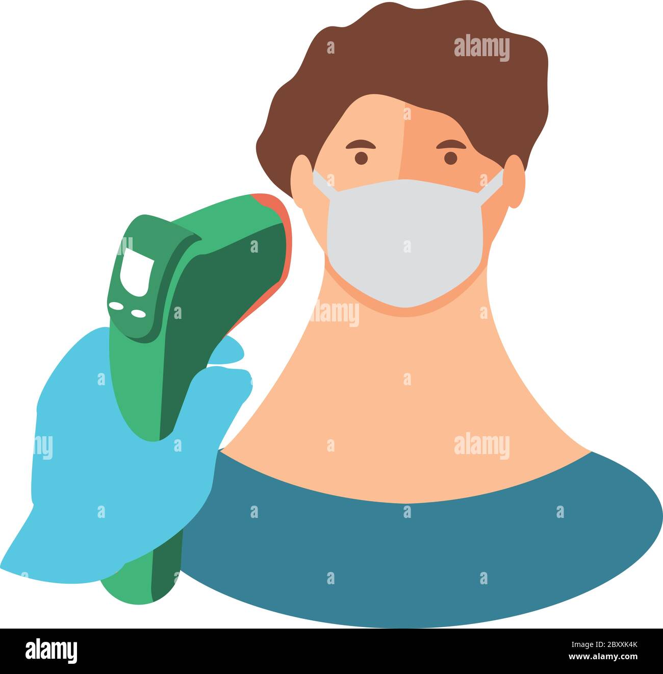 temperature test with infrared thermometer on white background vector ...