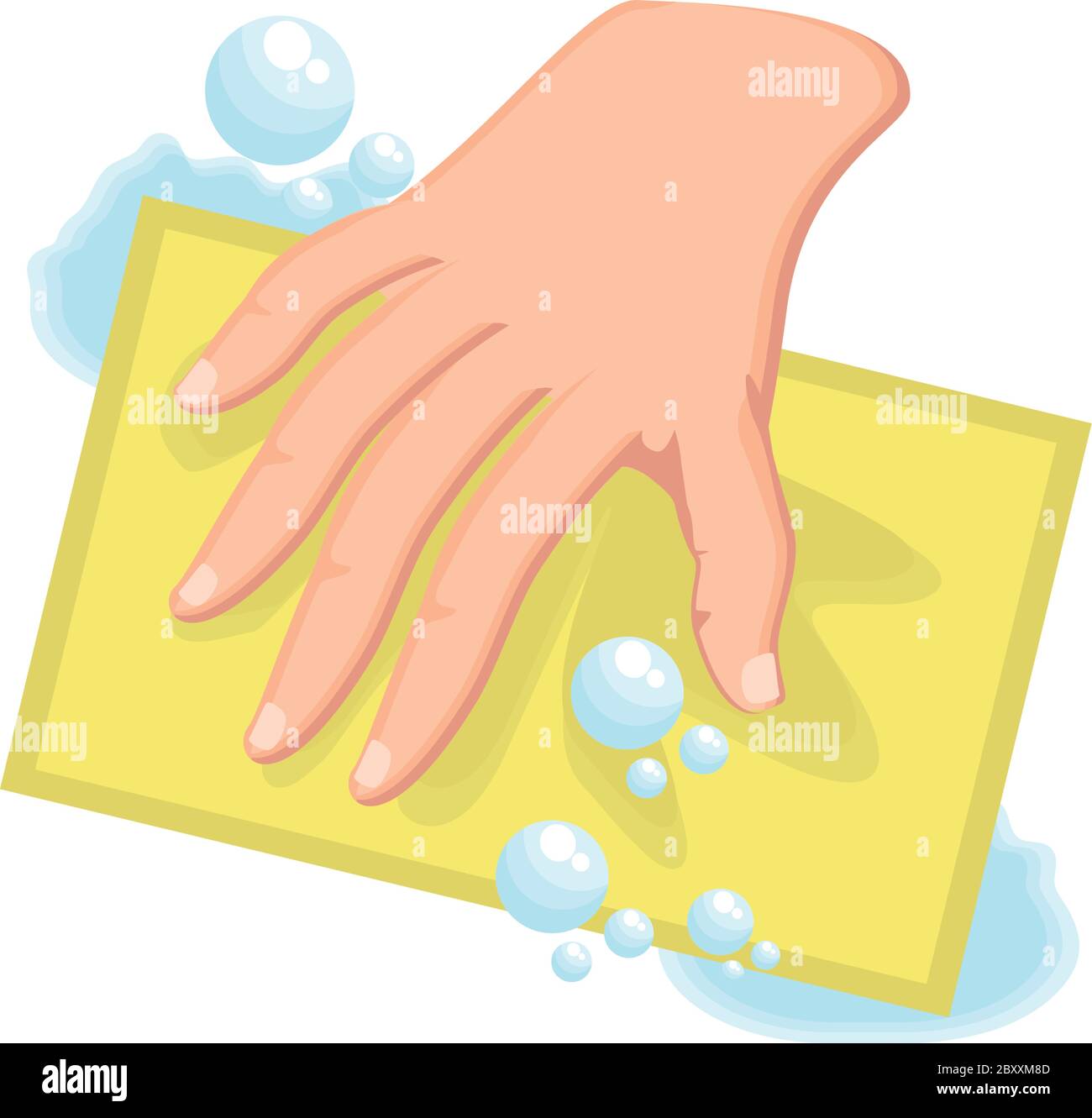 cleaning with dishcloth on white background vector illustration design Stock Vector