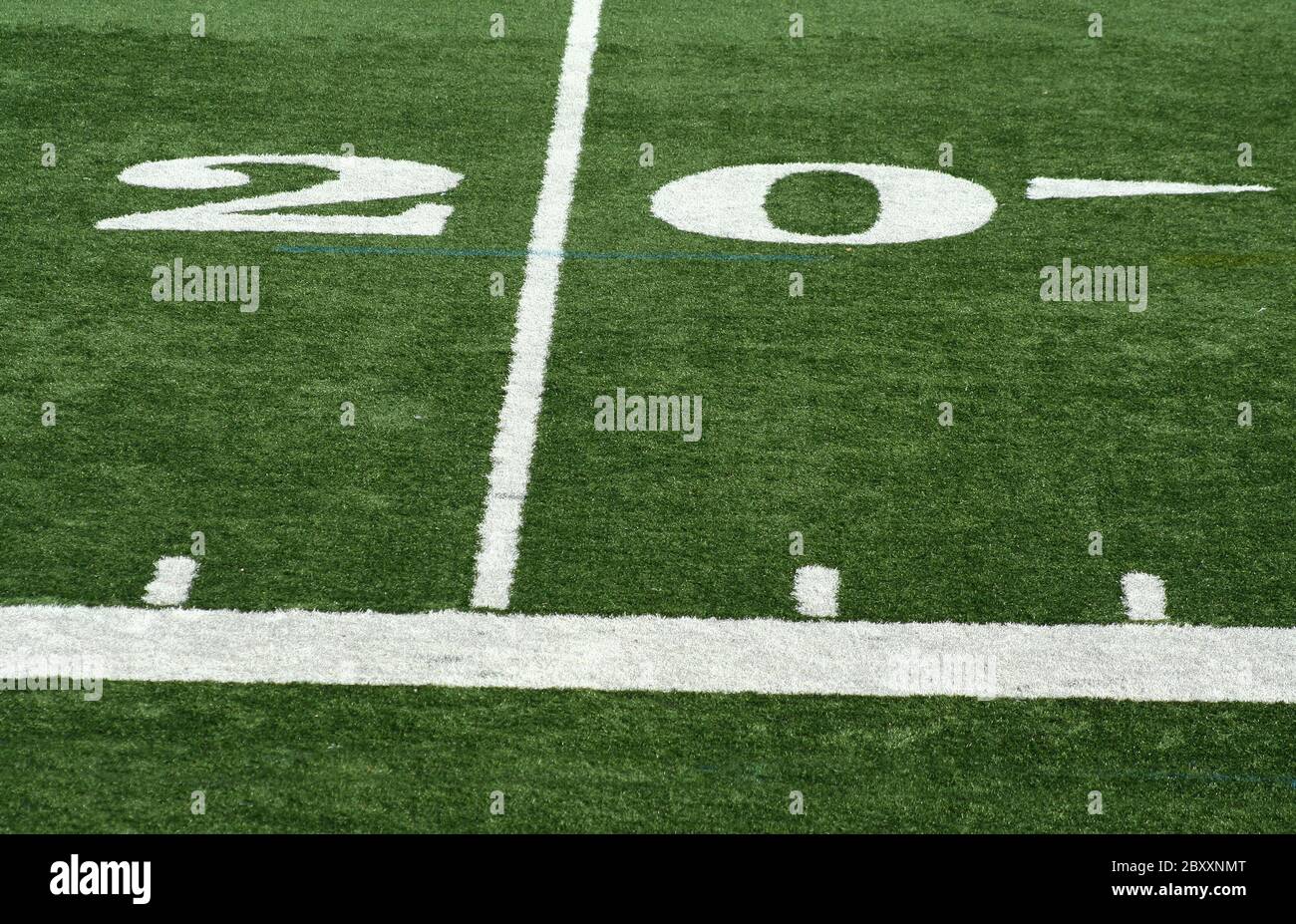 Football twenty yard marker Stock Photo Alamy