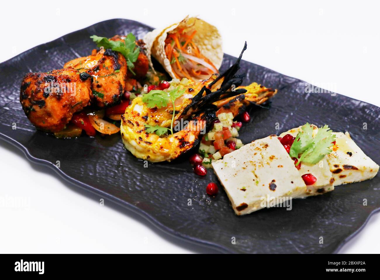 Tandoori Platter With Chicken Tikka Grilled Prawns And Paneer Along With Dal Makhani Wheat 5689