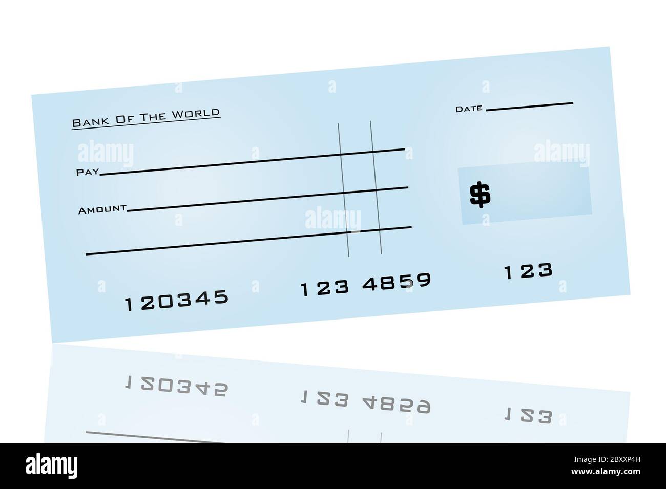 An illustration of a blank bank check Stock Photo