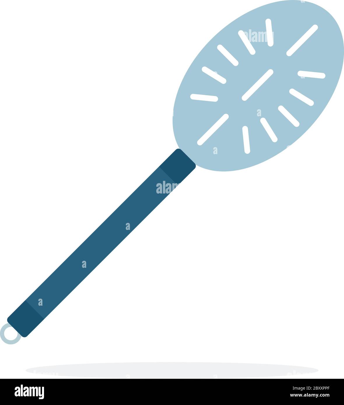 Pasta spoon with holes vector flat material design isolated object on white background. Stock Vector