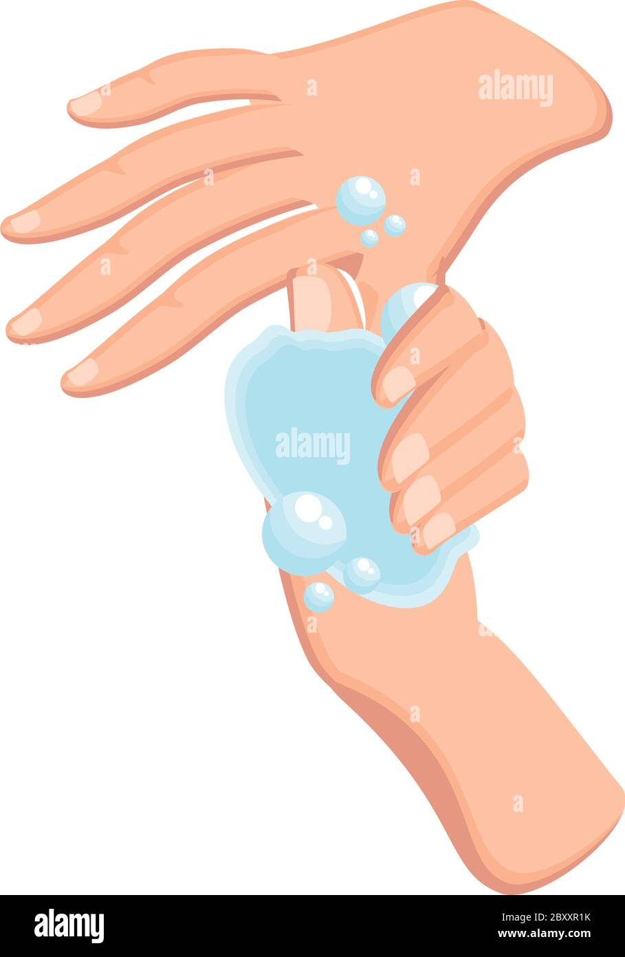 washing hands with water and soap on white background vector ...