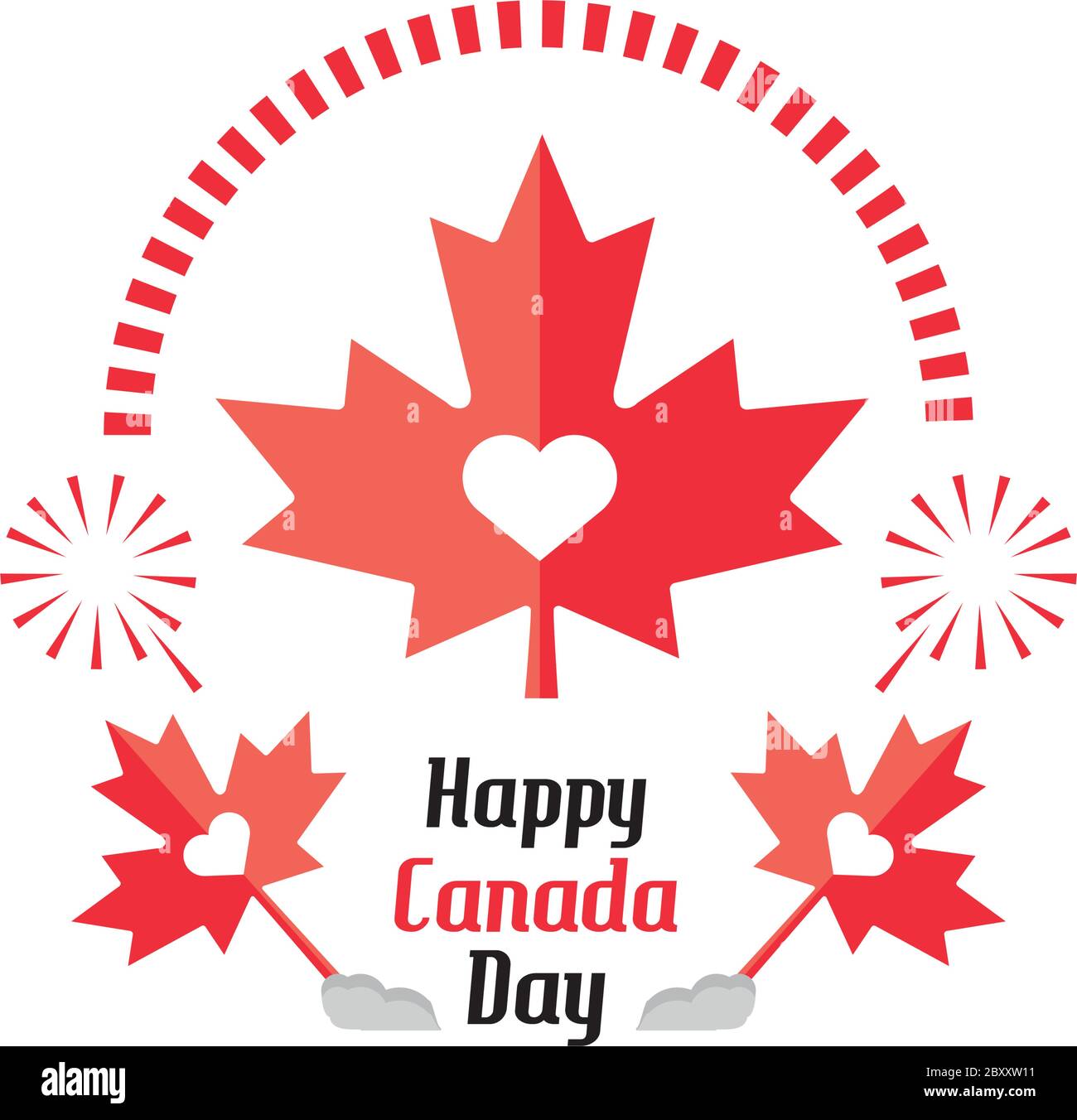 happy Canada day with maple leaf vector illustration design Stock ...
