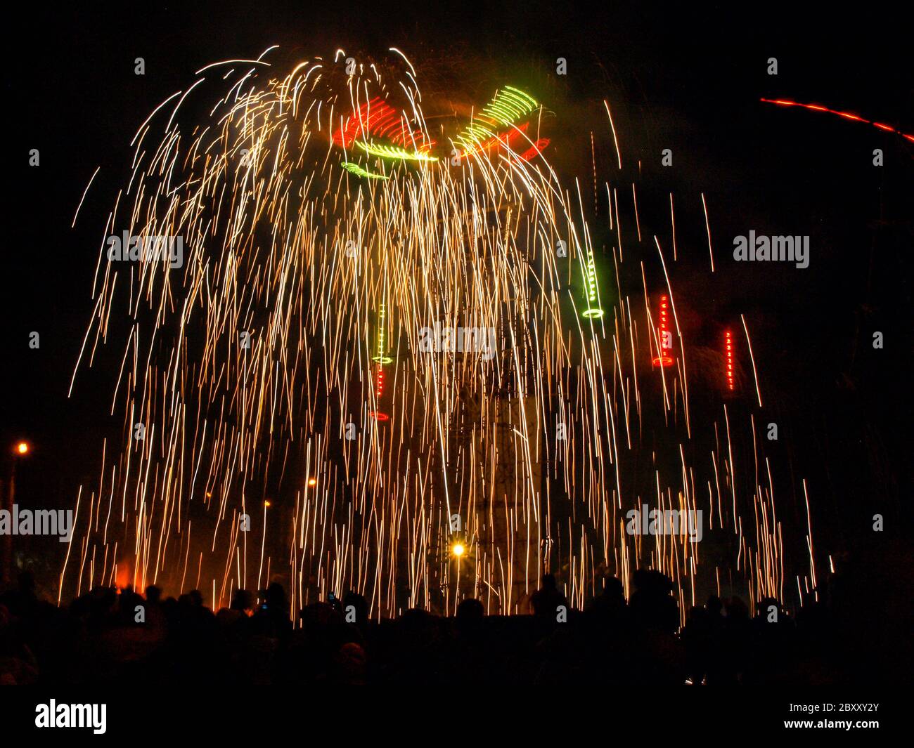 Fireworks made of bamboo structures is typical part of celebrations in