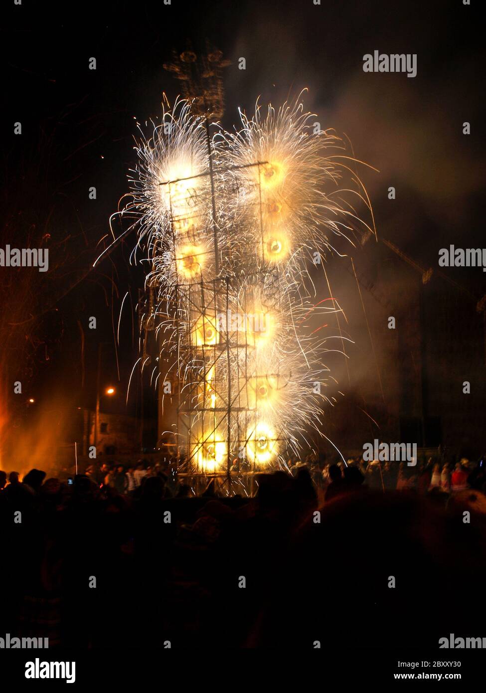 Fireworks made of bamboo structures is typical part of celebrations in