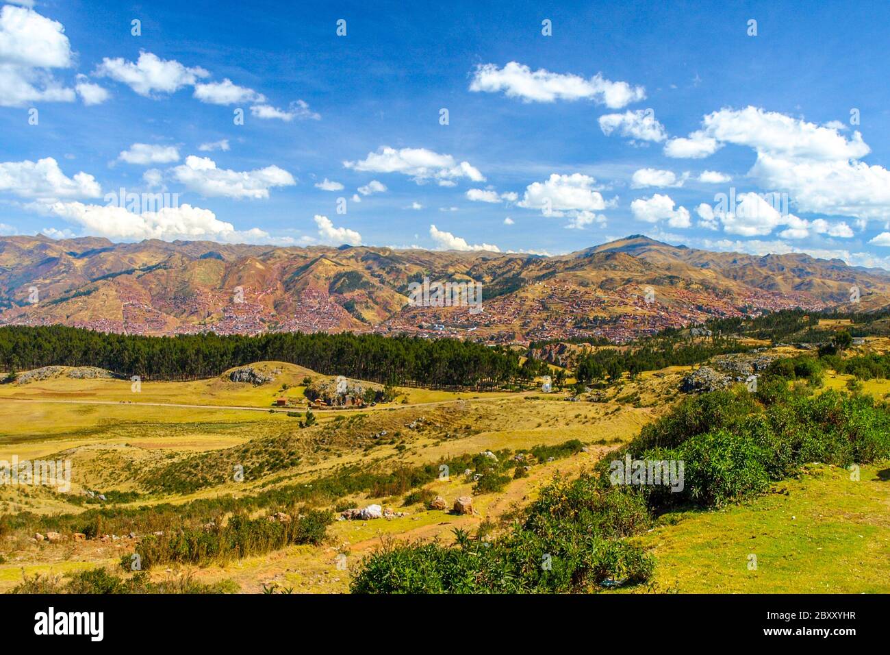 Valley of Cusco City, Peru. Panoramic photography Stock Photo