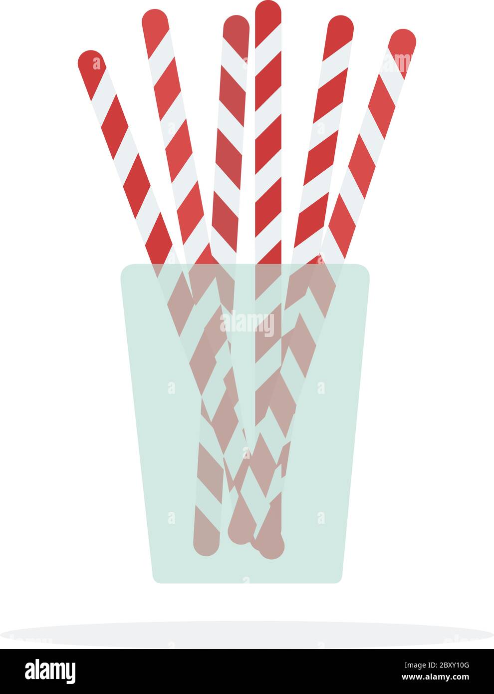 Cocktail straws in a glass vector flat isolated Stock Vector