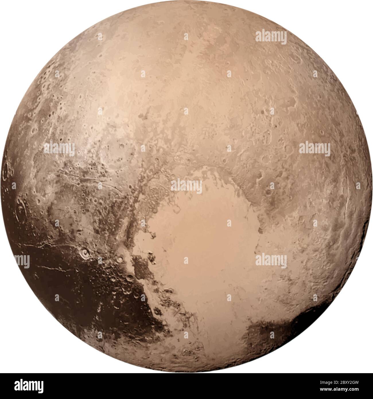 Pluto isolated on white background. Realistic vector Stock