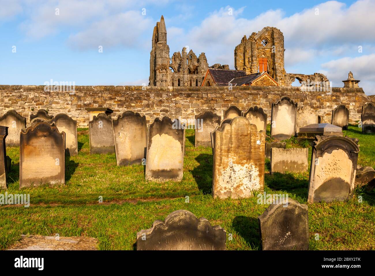 Cemetery at the Church of St Mary in Whitby, Scarborough, England Stock Photo