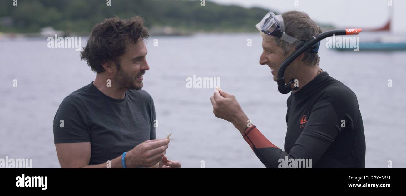 2040, (aka TWO THOUSAND FORTY), from left: director Damon Gameau, Brian von Herzen, ocean scientist, engineer and executive director of the Climate Foundation, 2019. © Together Films / Courtesy Everett Collection Stock Photo