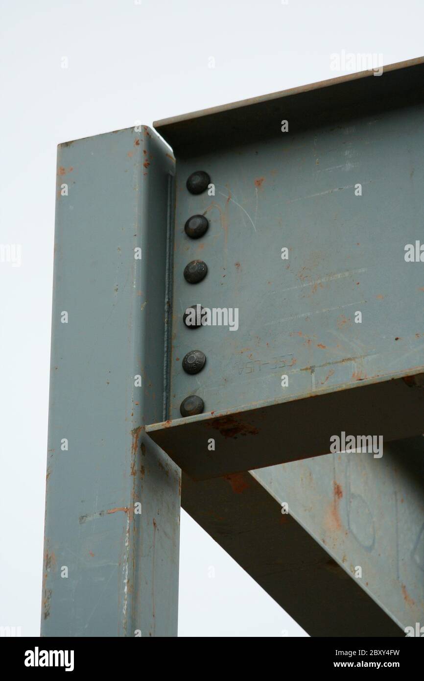 Rivets holding some steal beams Stock Photo