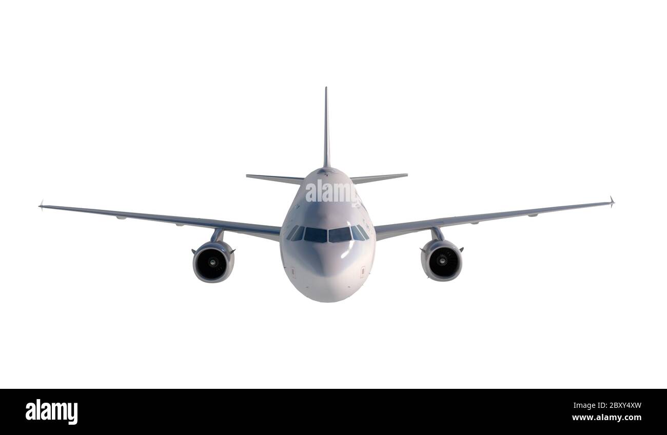 Passenger airbus a321 flying in the clouds. 3d rendering Stock Photo