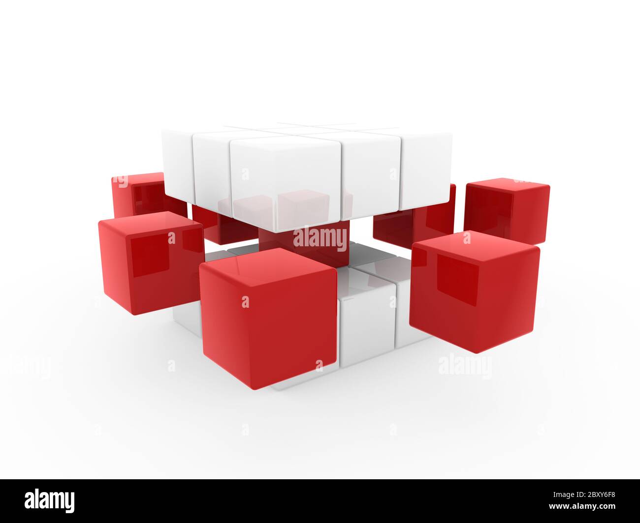 3d cube red white Stock Photo