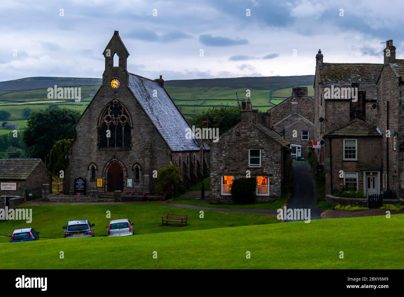 Reeth Evangelical Congregational Church in the Dusk Stock Photo