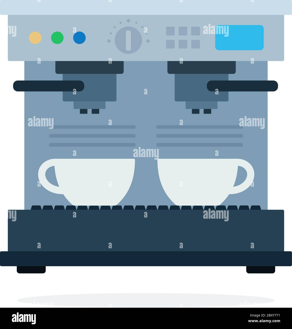 Coffee machine into two mugs vector flat isolated Stock Vector