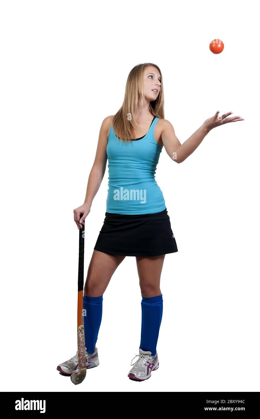 Woman Field Hockey Stock Photo