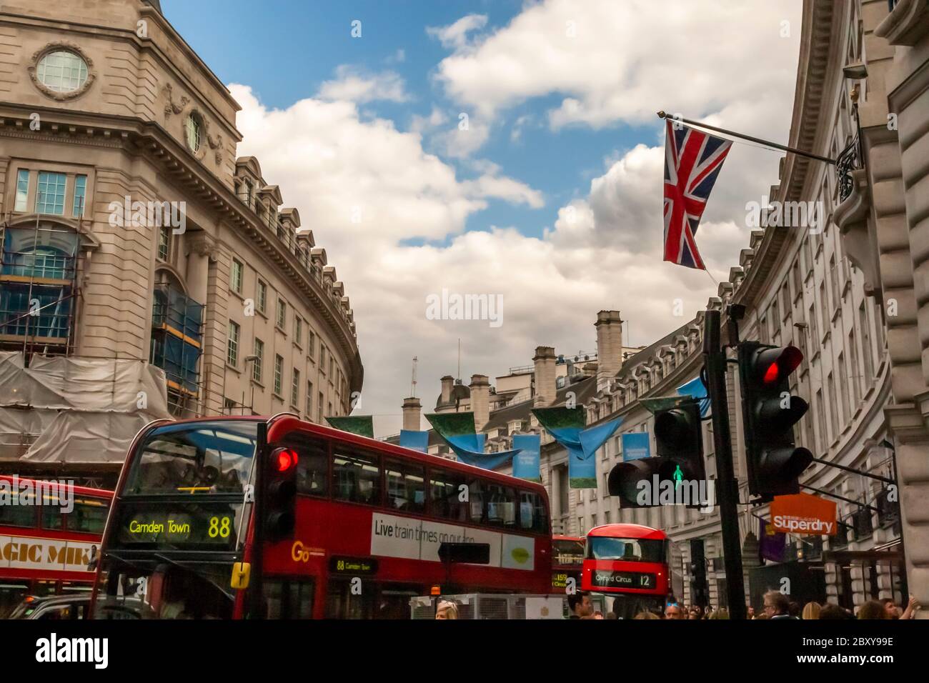 London Regent Street with Double Decker Bus Stock Photo