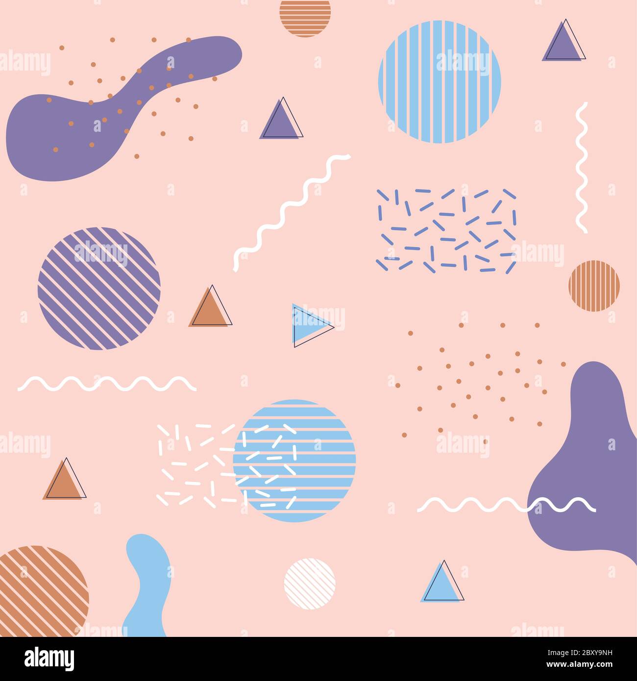 vintage memphis seamless pattern 80s 90s style abstract pink background ...