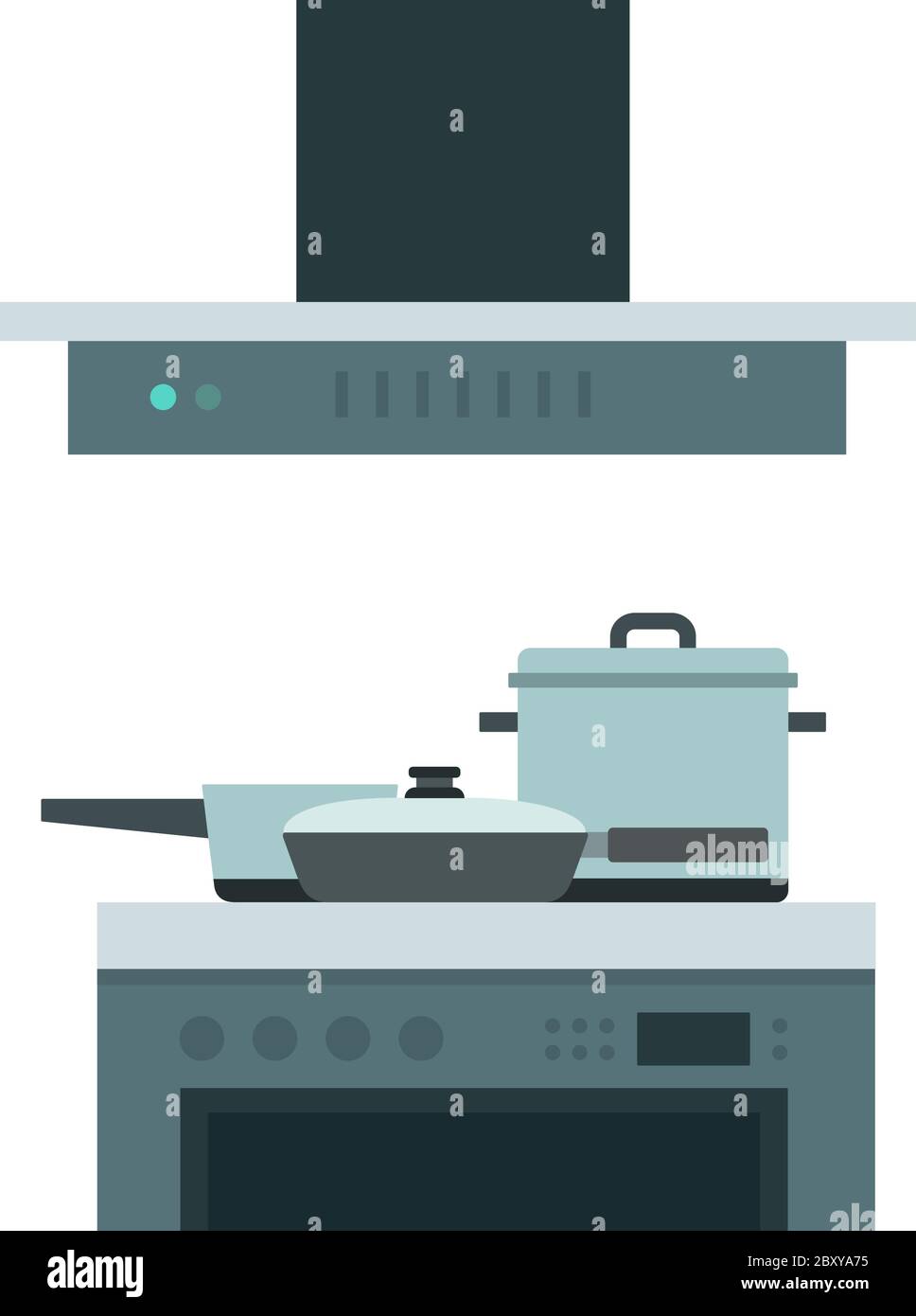 Cooking hob with extractor fan vector flat isolated Stock Vector