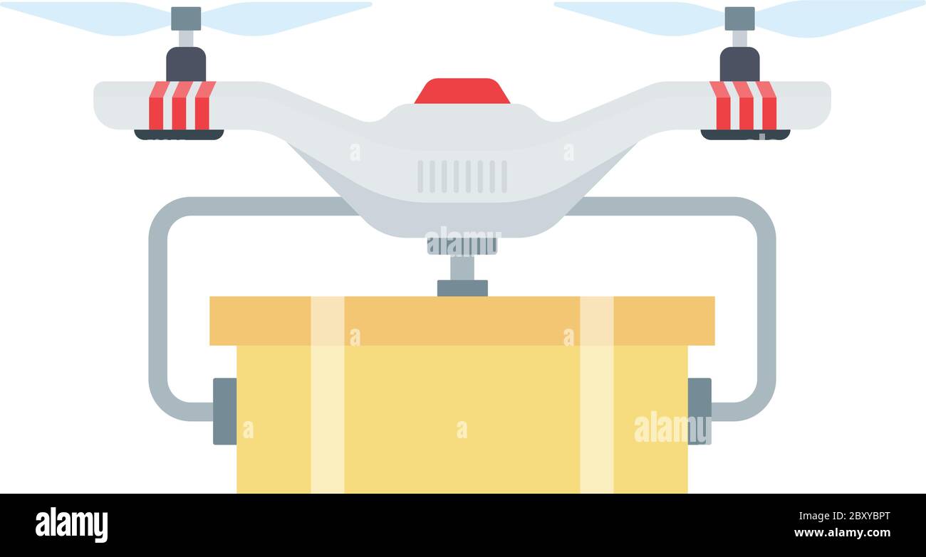 Drone package delivery vector icon flat isolated Stock Vector